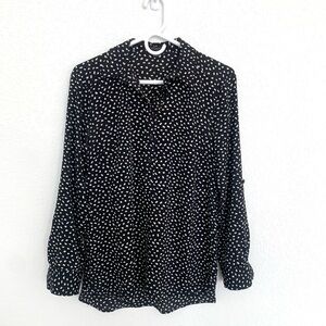 Ann Taylor Black and White Patterned Blouse